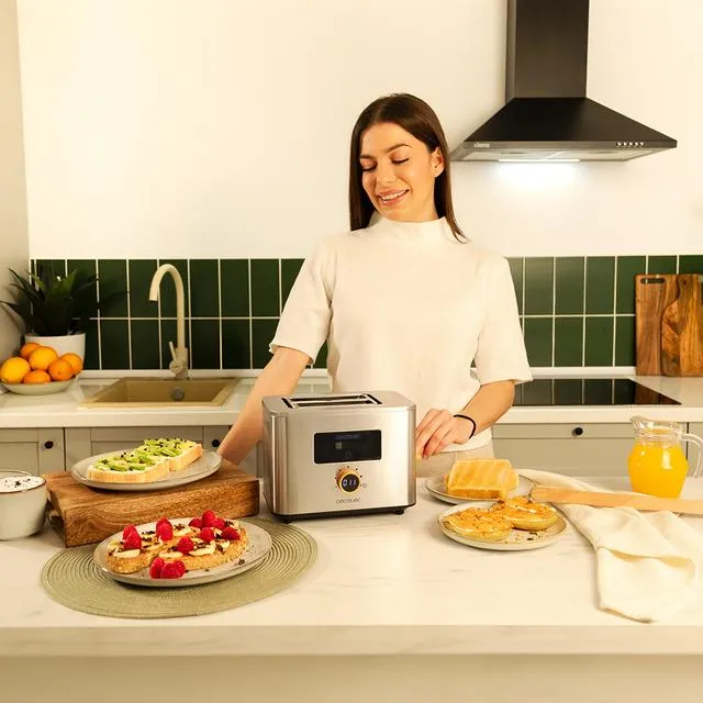 CECOTEC Touch & Toast Double 4843 leiv&auml;npaahdin, 2 viipaletta, 950 Wattia, ruostumaton ter&auml;s