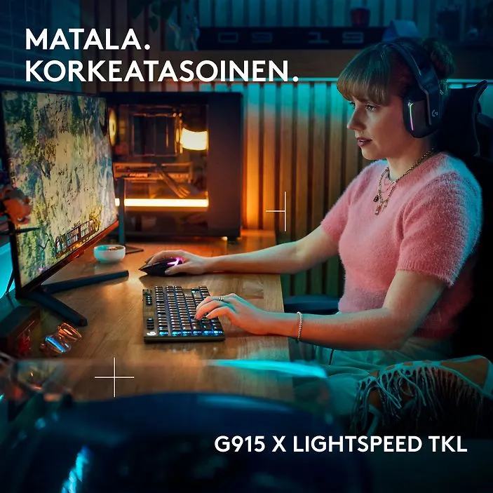 Logitech G915 X LIGHTSPEED TKL Low Profile, Clicky - trådlös speltangentbord, svart