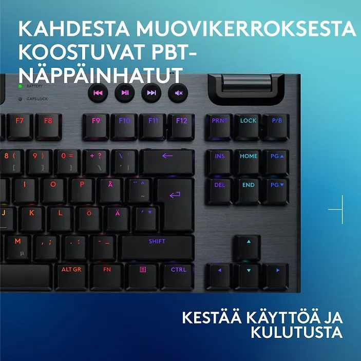 Logitech G915 X LIGHTSPEED TKL Low Profile, Clicky - tr&aring;dl&ouml;s speltangentbord, svart