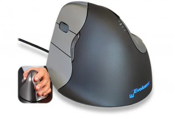 Evoluent VerticalMouse 4 Wired Ergonomic Mouse, Black