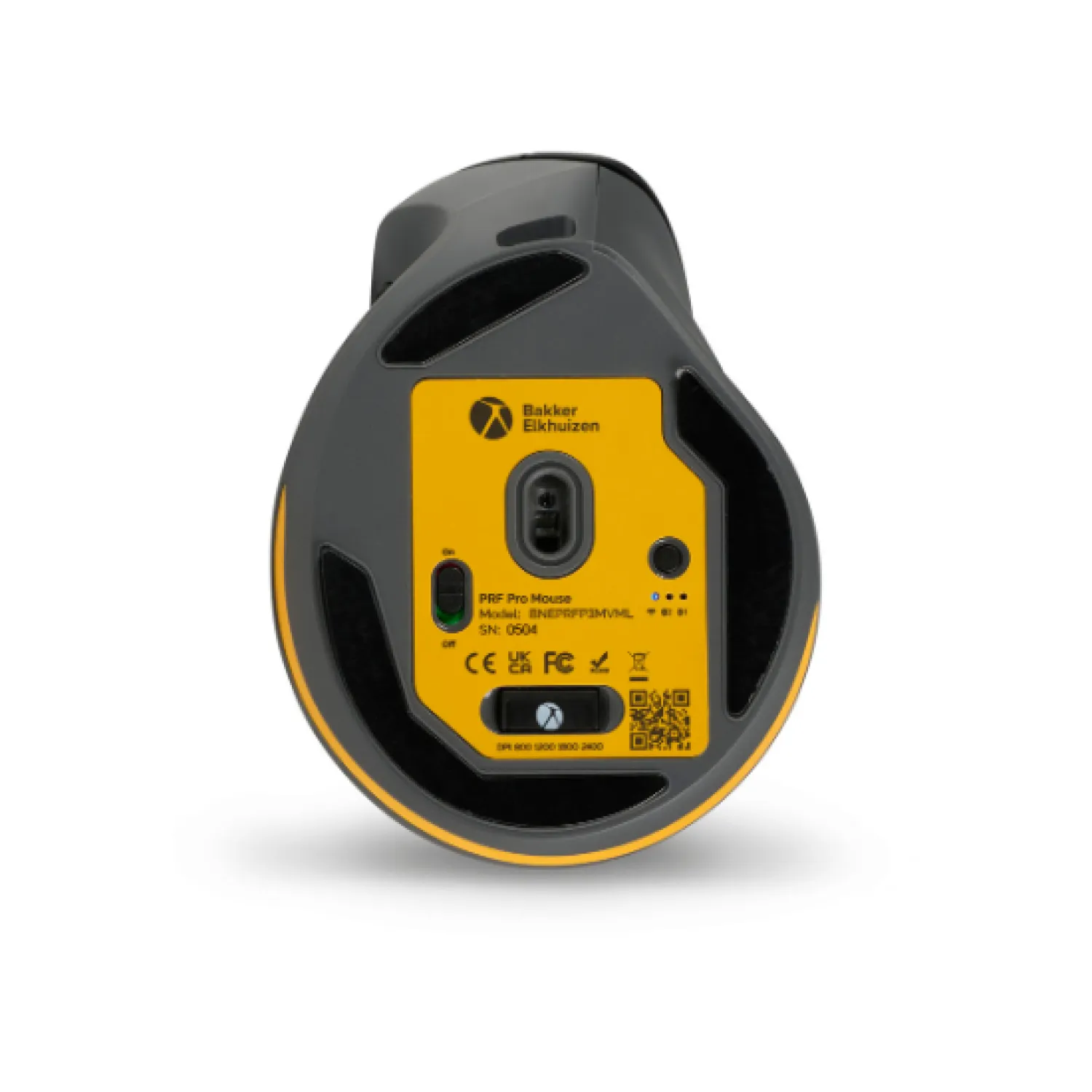 BakkerElkhuizen PRF Pro Vertical Left tr&aring;dl&ouml;s ergonomisk mus, svart, m&ouml;rkgr&aring;