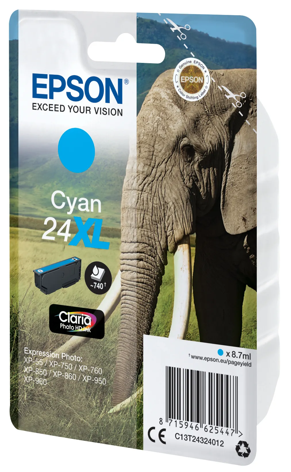 Epson 24XL Ink cartridge, 8.7 ml, Cyan