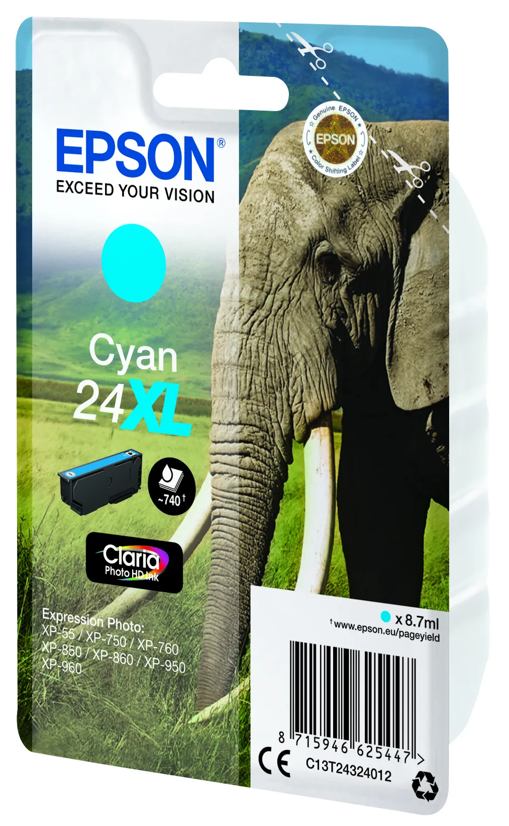 Epson 24XL Ink cartridge, 8.7 ml, Cyan