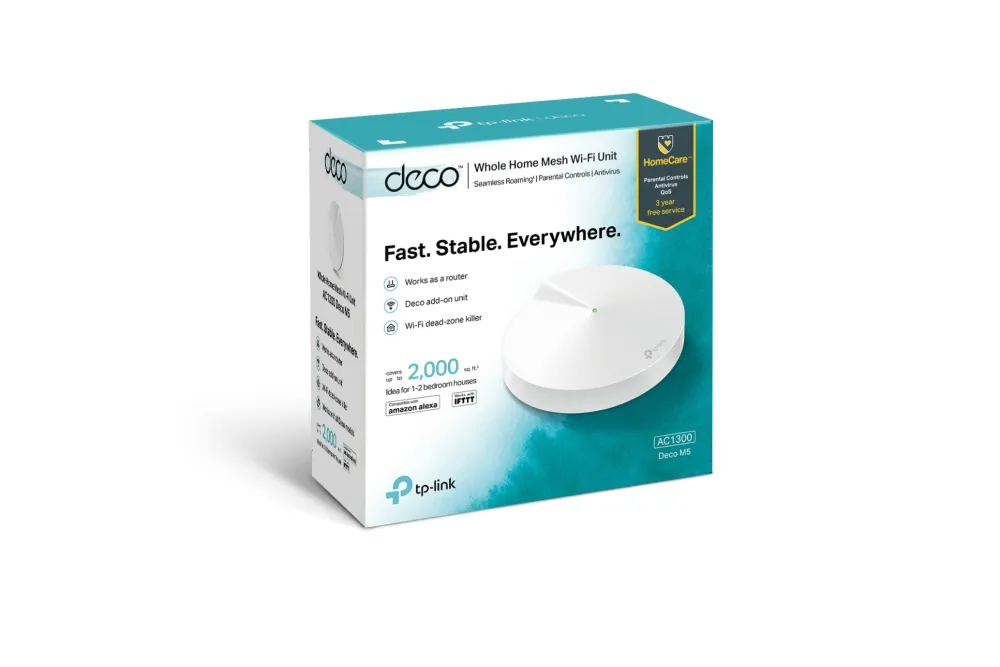 TP-Link Deco M5 -mesh WiFi -j&auml;rjestelm&auml;, Wi-Fi 5, AC1300, Dual-band, 1 kpl, valkoinen