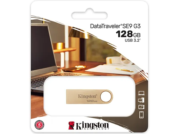Kingston DataTraveler SE9 G3, 128 GB USB 3.2 Gen 1x2 - minne, Guld