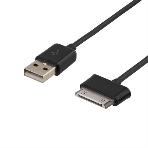 DELTACO USB synkronisointikaapeli Samsung Galaxy Tabille 1,2m mus