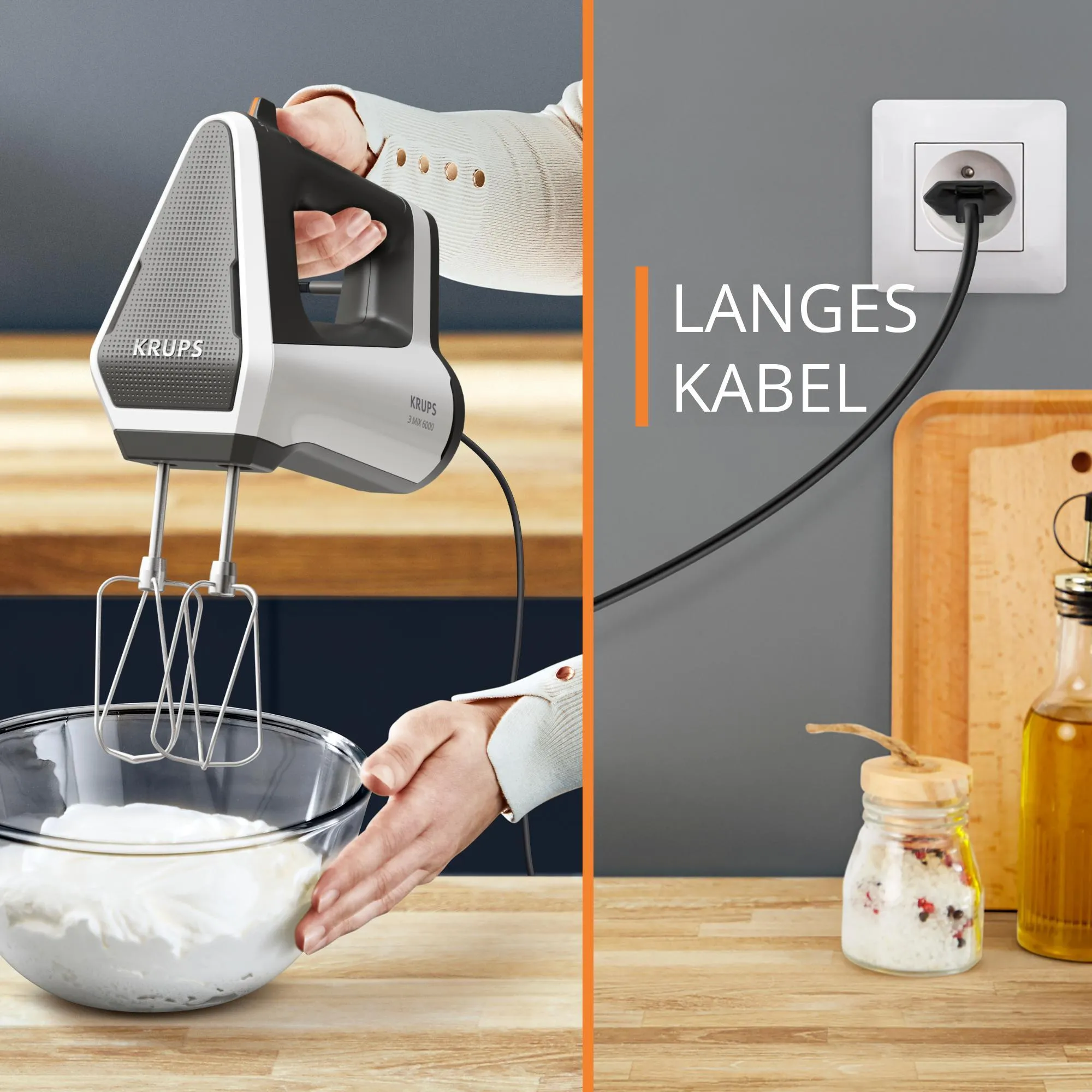 KRUPS 3 Mix 6000 GN6021 600 W -s&auml;hk&ouml;vatkain, harmaa, valkoinen