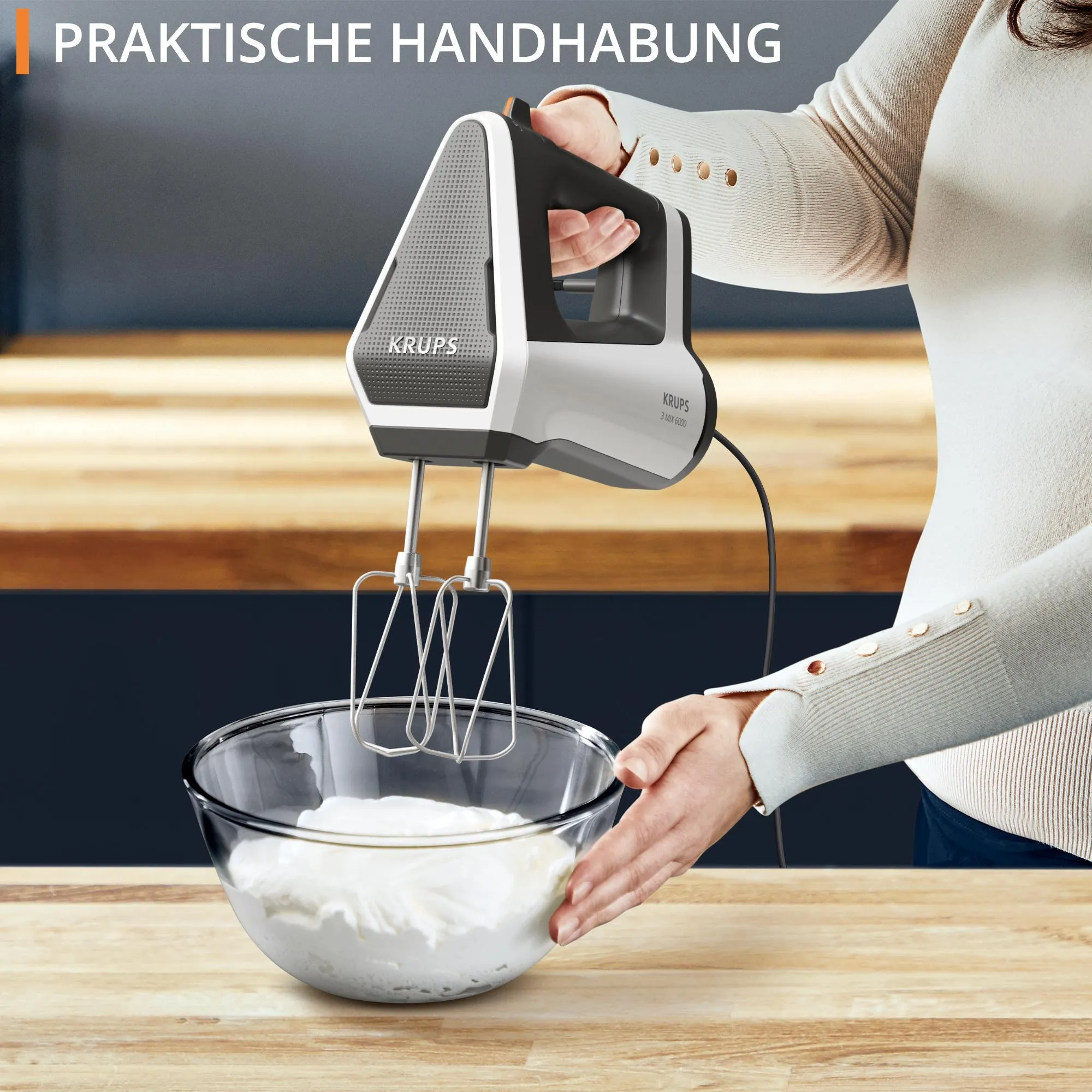 KRUPS 3 Mix 6000 GN6021 600 W -s&auml;hk&ouml;vatkain, harmaa, valkoinen