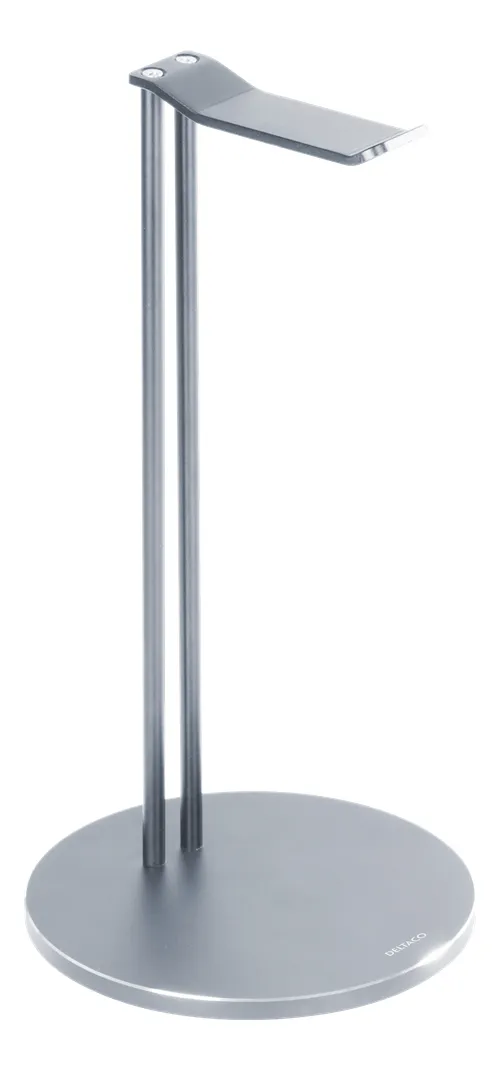 DELTACO Universell Hörlursstativ, aluminium, glidskydd, silver - headphone stand, silver