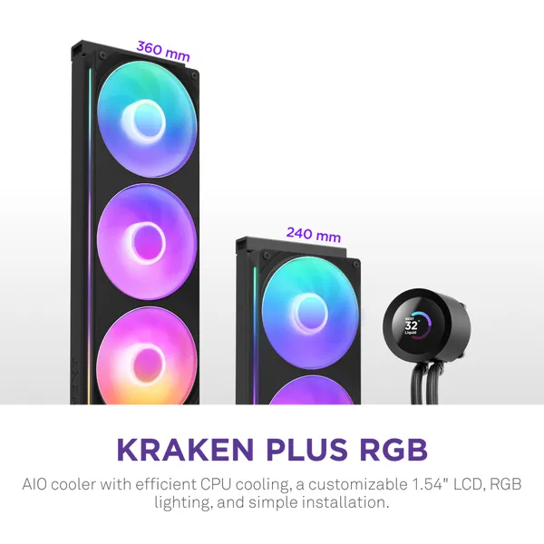 Kraken Plus 360 RGB - liquid cooler, Black