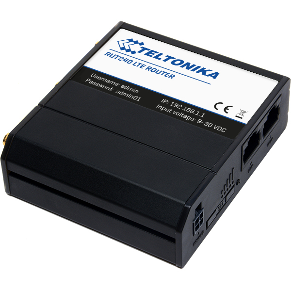 Teltonika RUT240 industriell LTE-router, cat4 upp till 150 Mbps, svart