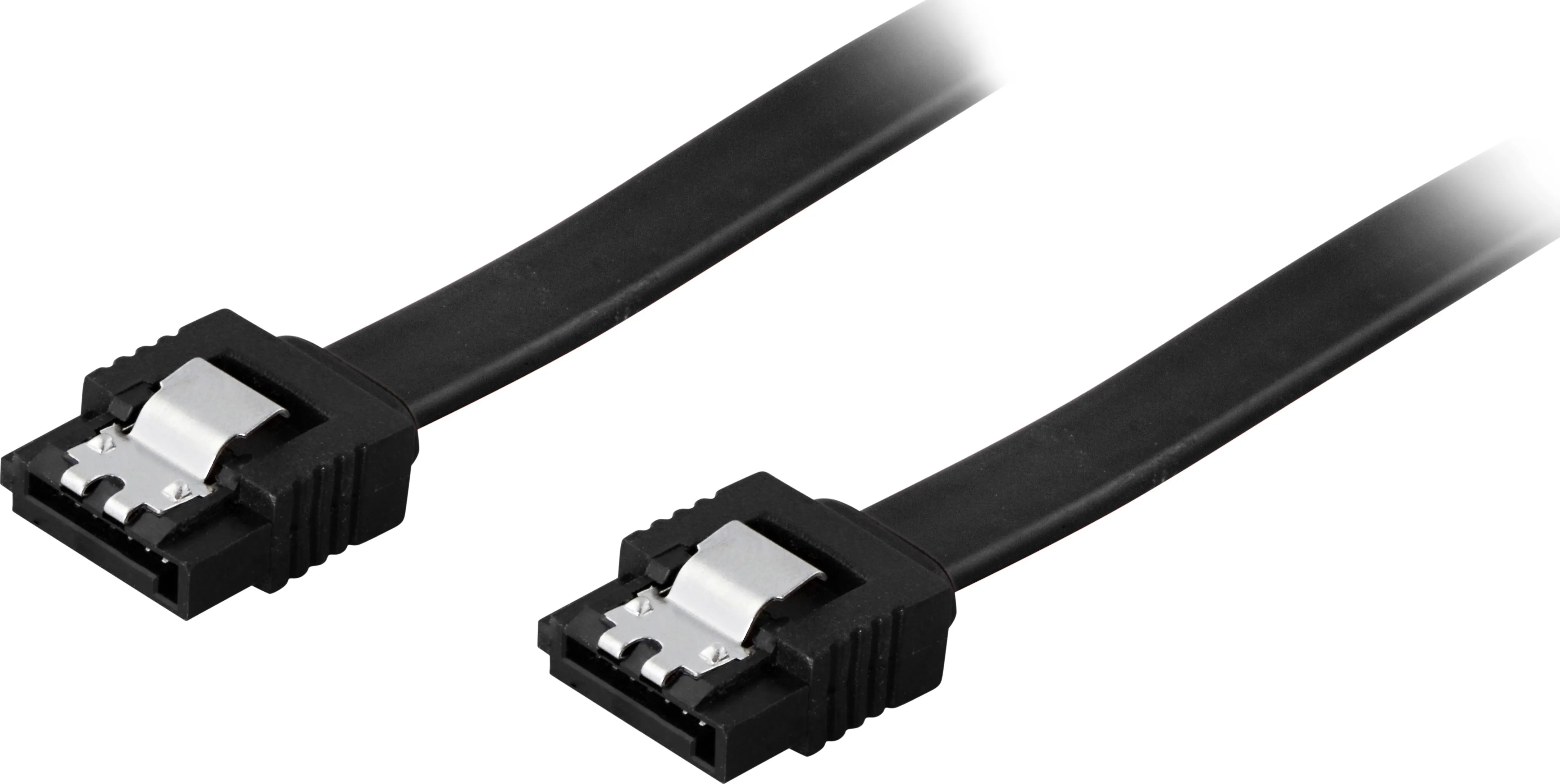 DELTACO SATA-kabel, SATA 6Gb/s, lås-clips, rak-rak, 1m, svart