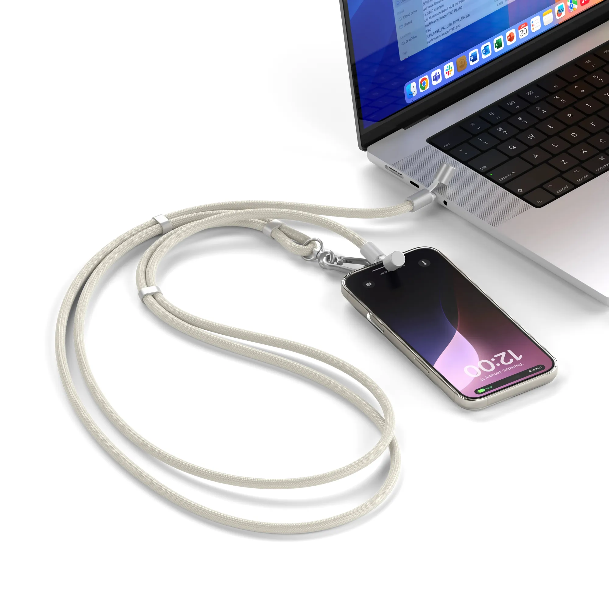 Satechi OntheGo Crossbody - nyckelband kabel, Sand