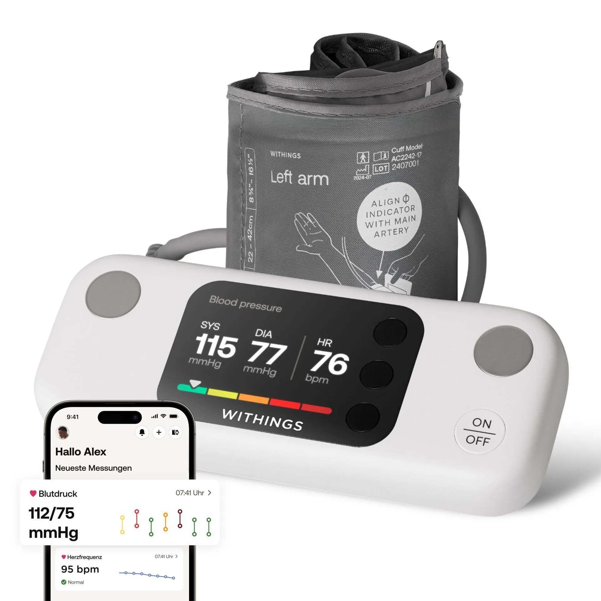 Withings BPM Vision -olkavarsiverenpainemittari EKG-toiminnolla, valkoinen