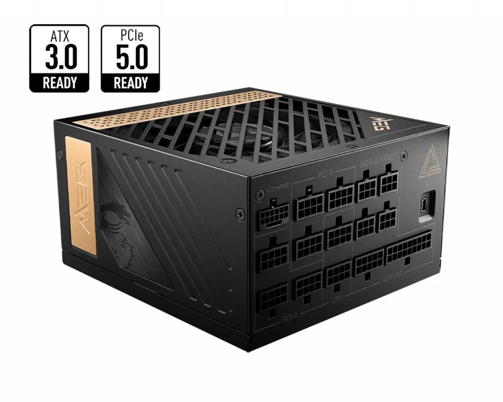 MSI MEG AI1300P PCIE5 1300 W1300W - power supply, 80 Plus Platinum80 Plus Gold