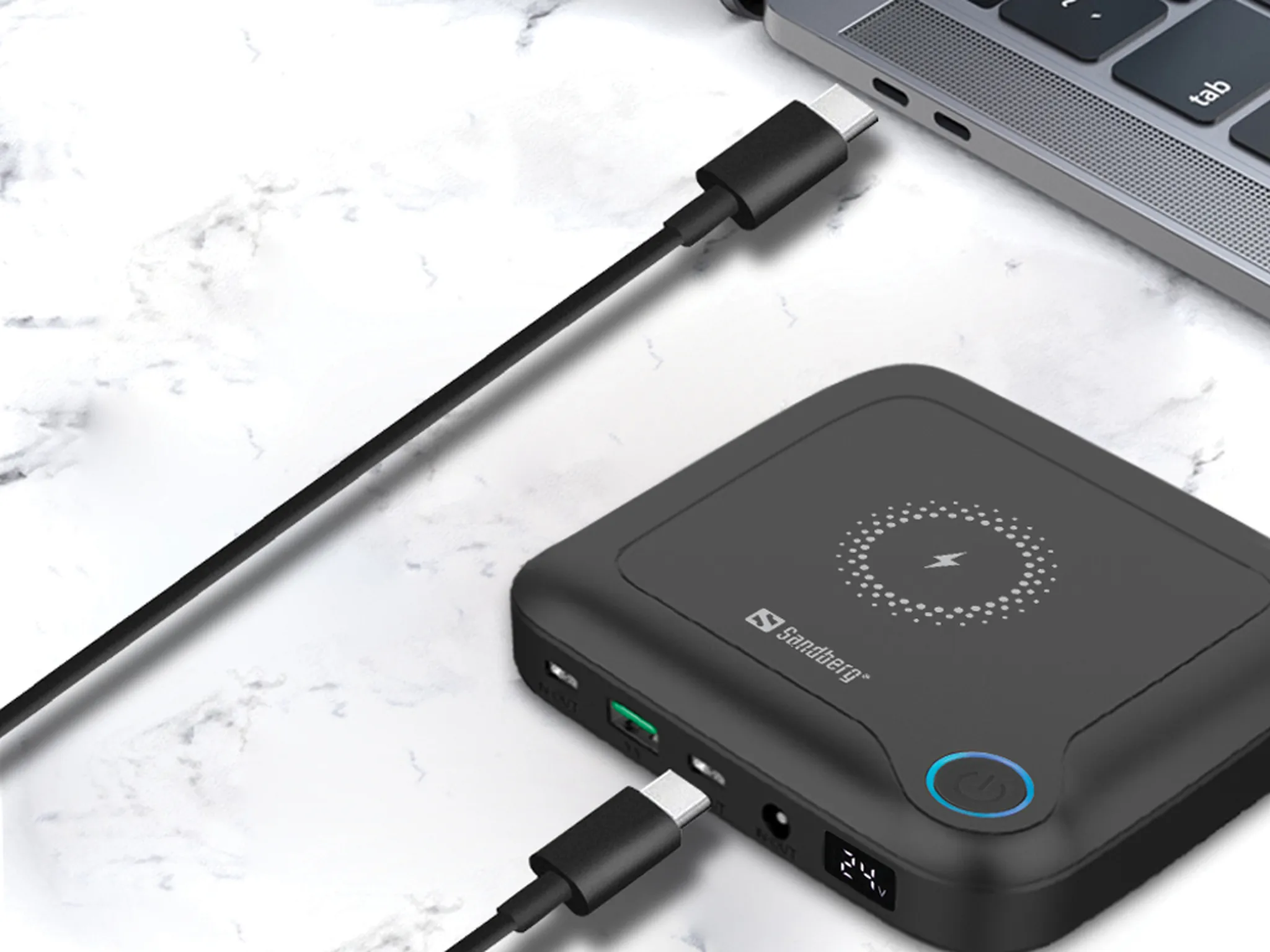 SANDBERG All-in1 Laptop 25000 mAh, 60W, 45W, 18W, 15W - powerbank, Black