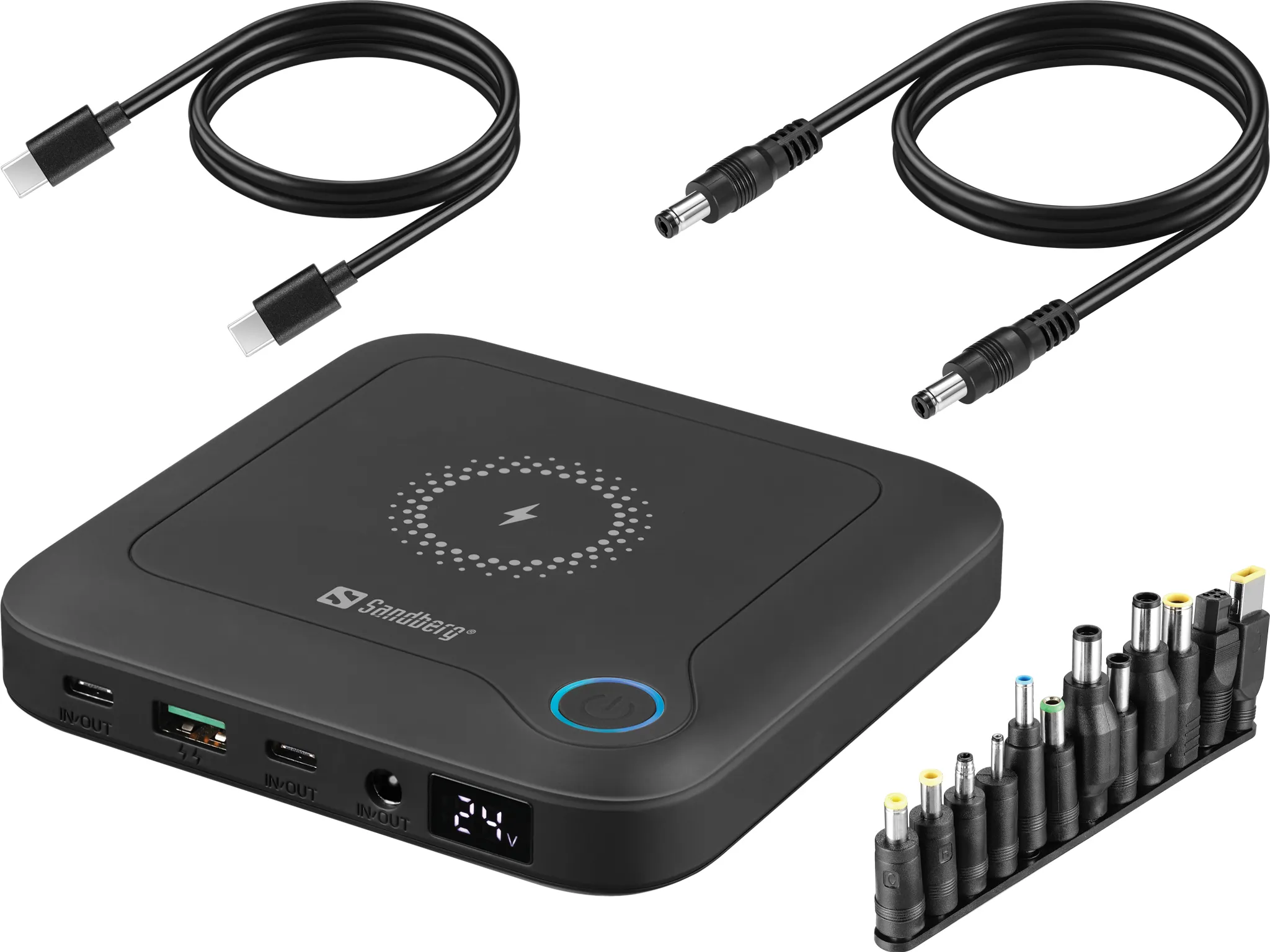 SANDBERG All-in1 Laptop 25000 mAh, 60W, 45W, 18W, 15W - powerbank, Black