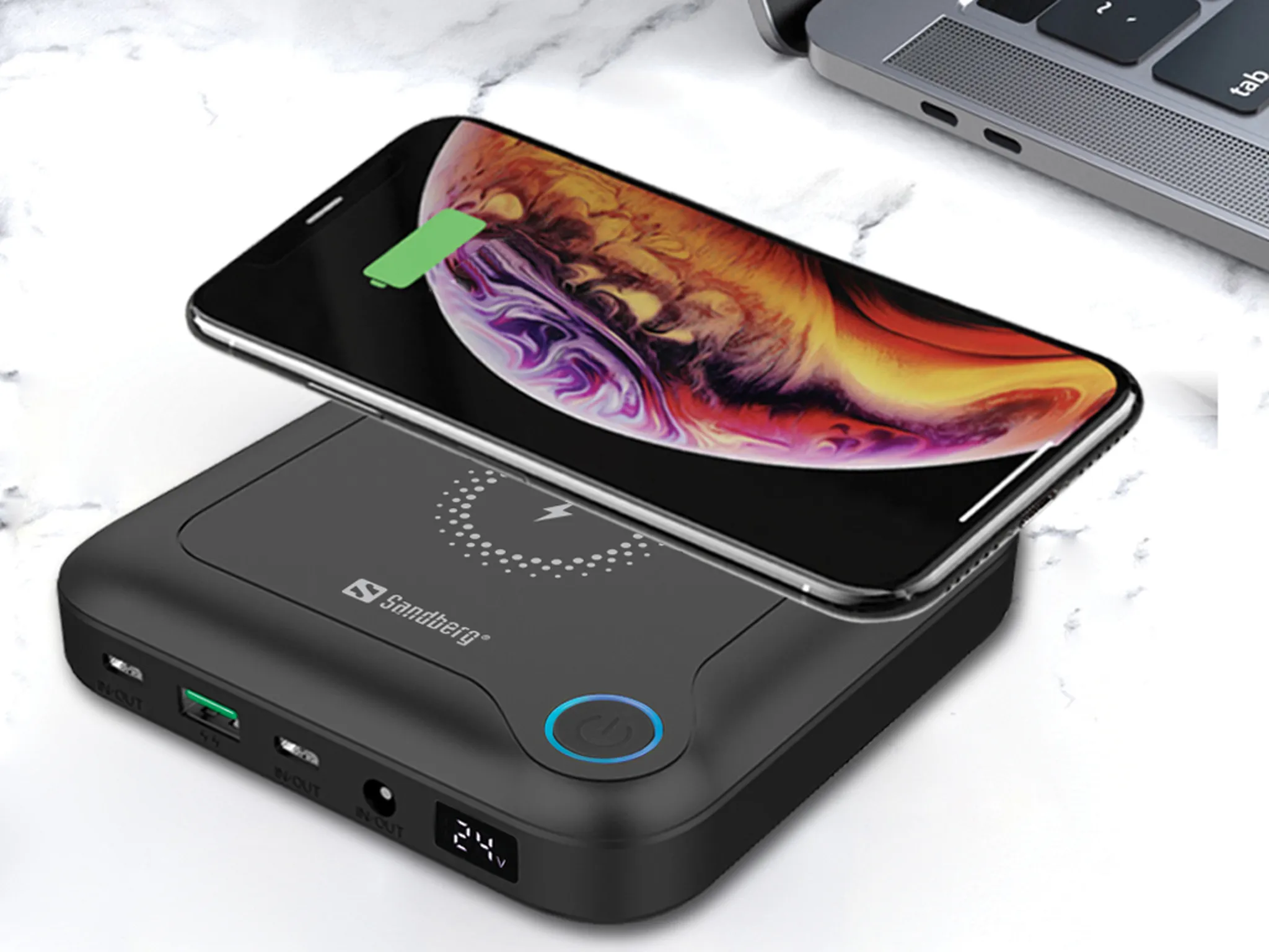 SANDBERG All-in1 Laptop 25000 mAh, 60W, 45W, 18W, 15W - powerbank, Black