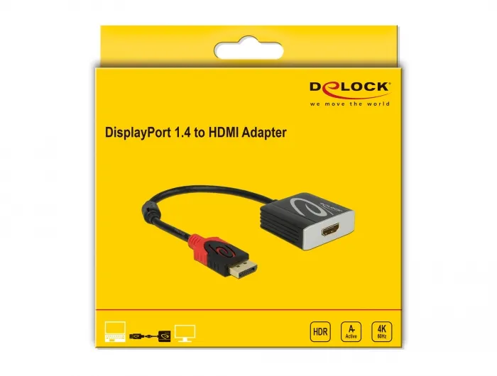 Delock Active DisplayPort 1.4 to HDMI Adapter 4K 60 Hz (HDR)