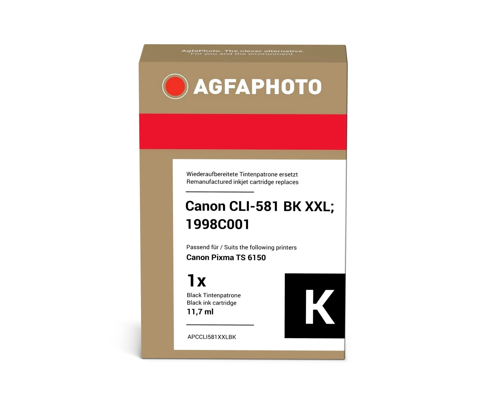 AGFAPHOTO APCCLI581XXLBK -mustekasetti, 11.7 ml, valokuvamusta