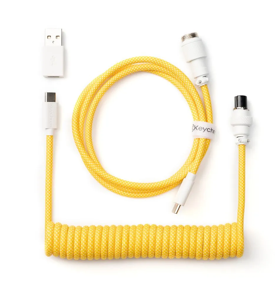 Keychron Coiled Aviator Cable -näppäimistön kierrekaapeli, keltainen