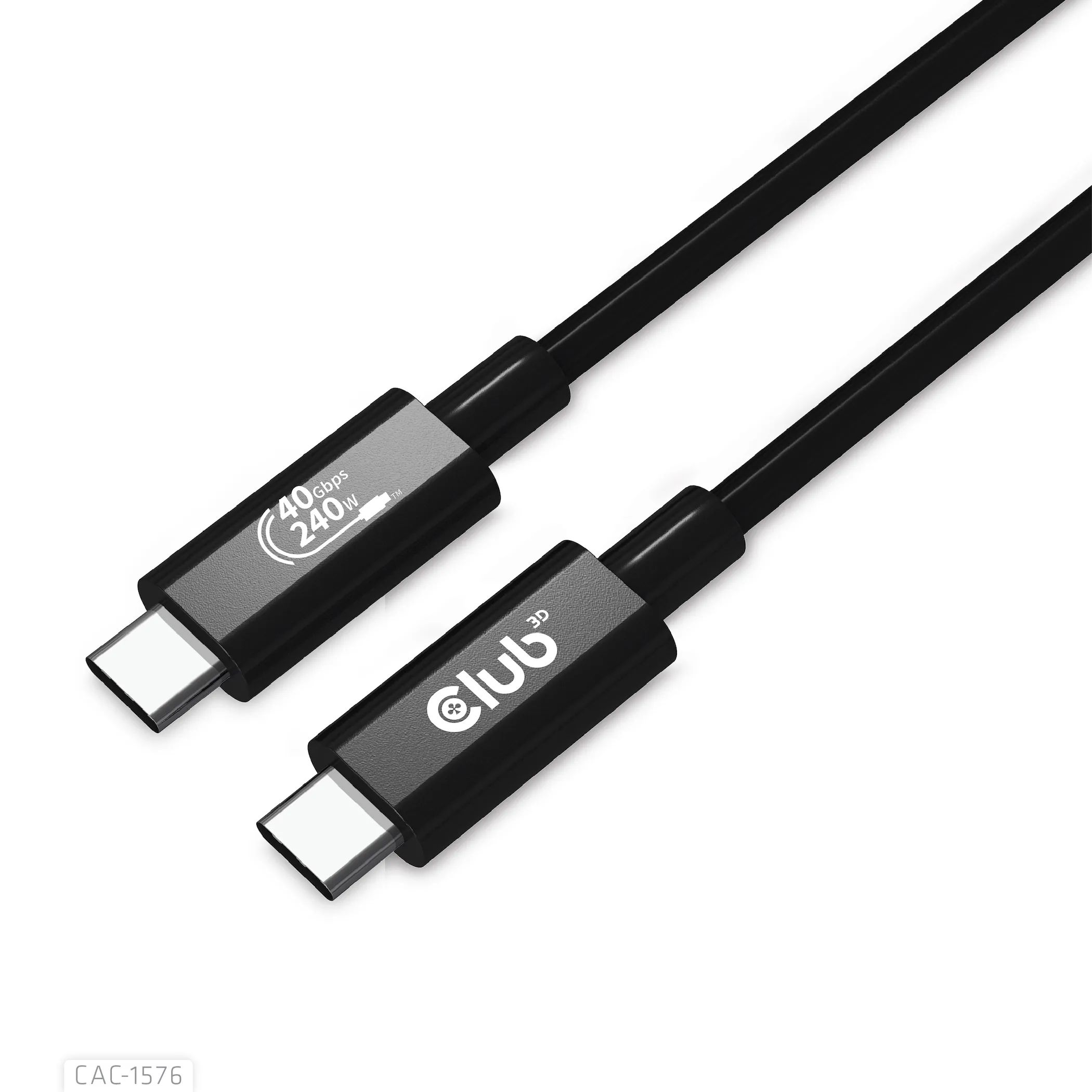 Club 3D USB4-C Gen3x2, 40Gbps, PD3.1 5A 240W - kabel, Svart, 1m