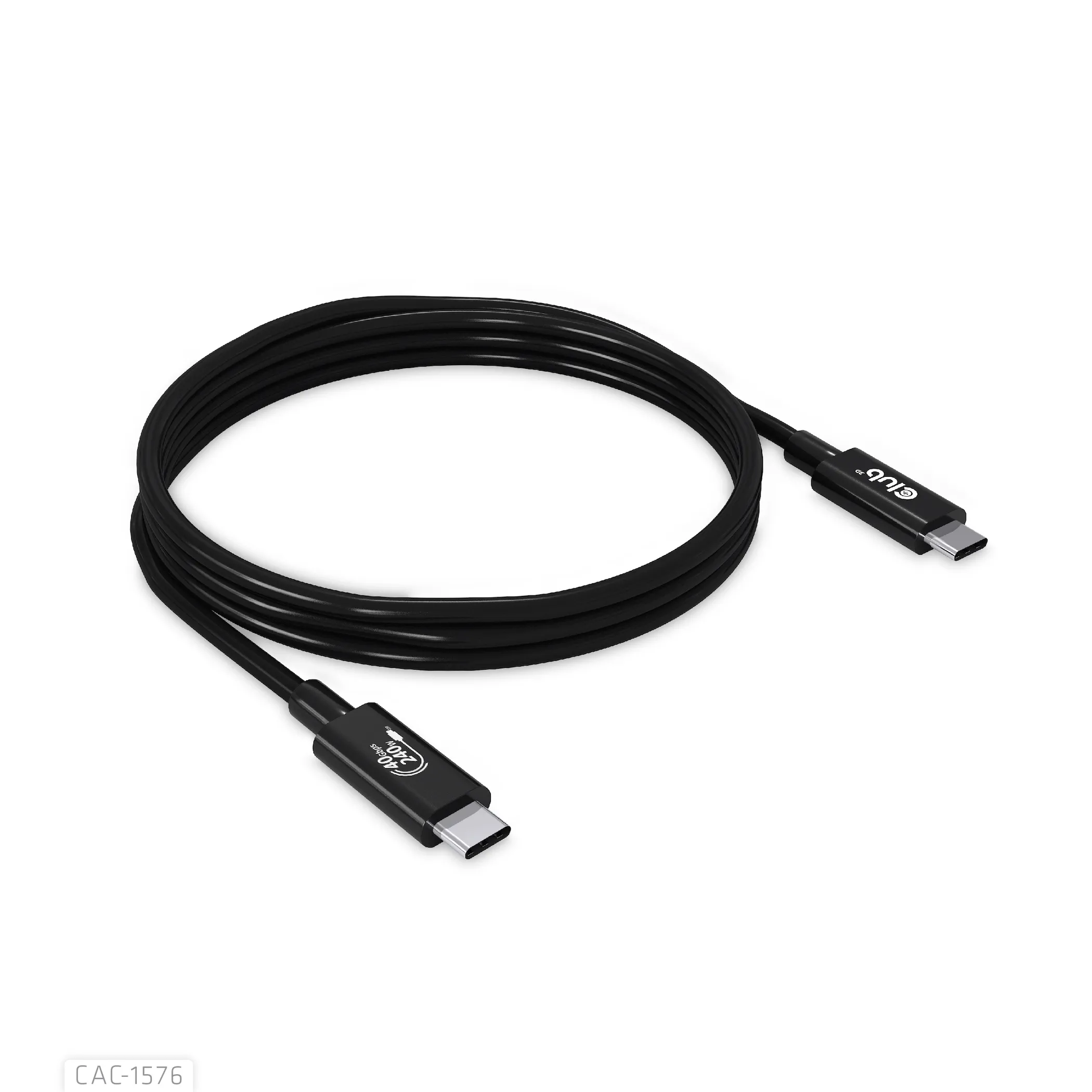 Club 3D USB4-C Gen3x2, 40Gbps, PD3.1 5A 240W - kabel, Svart, 1m