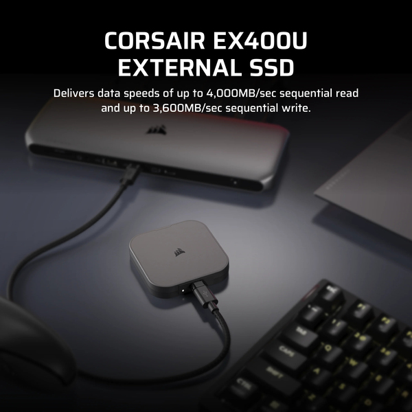 Corsair EX400U 4TB USB-C - External SSD, Black