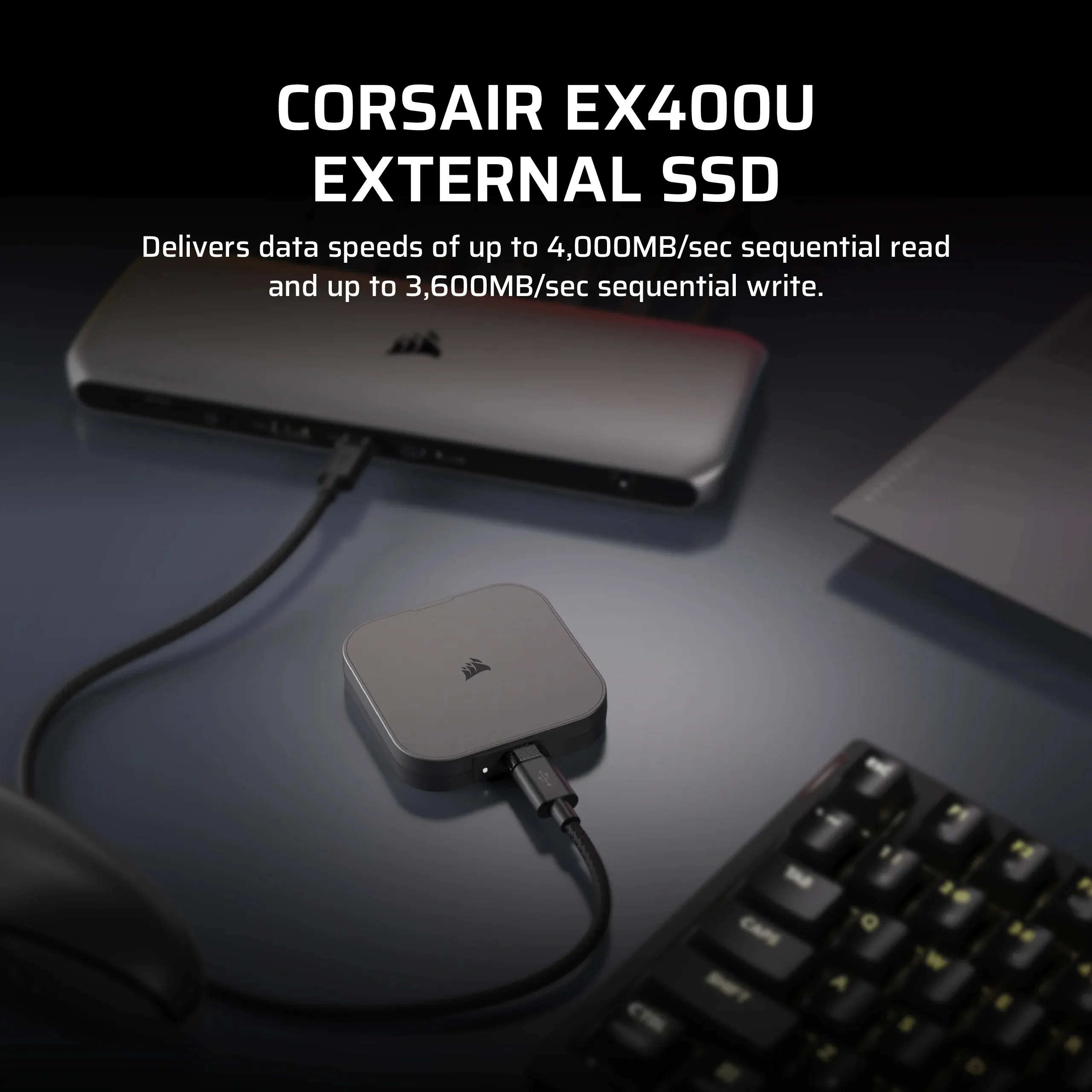 Corsair EX400U 2 TB USB-C - External SSD, Black
