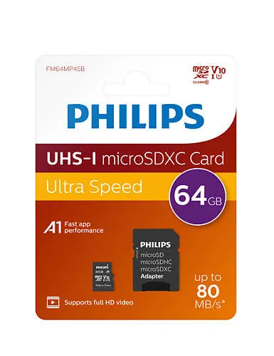 Philips Micro SDXC Card 64GB Class 10 UHS-I U1 incl. Adapter