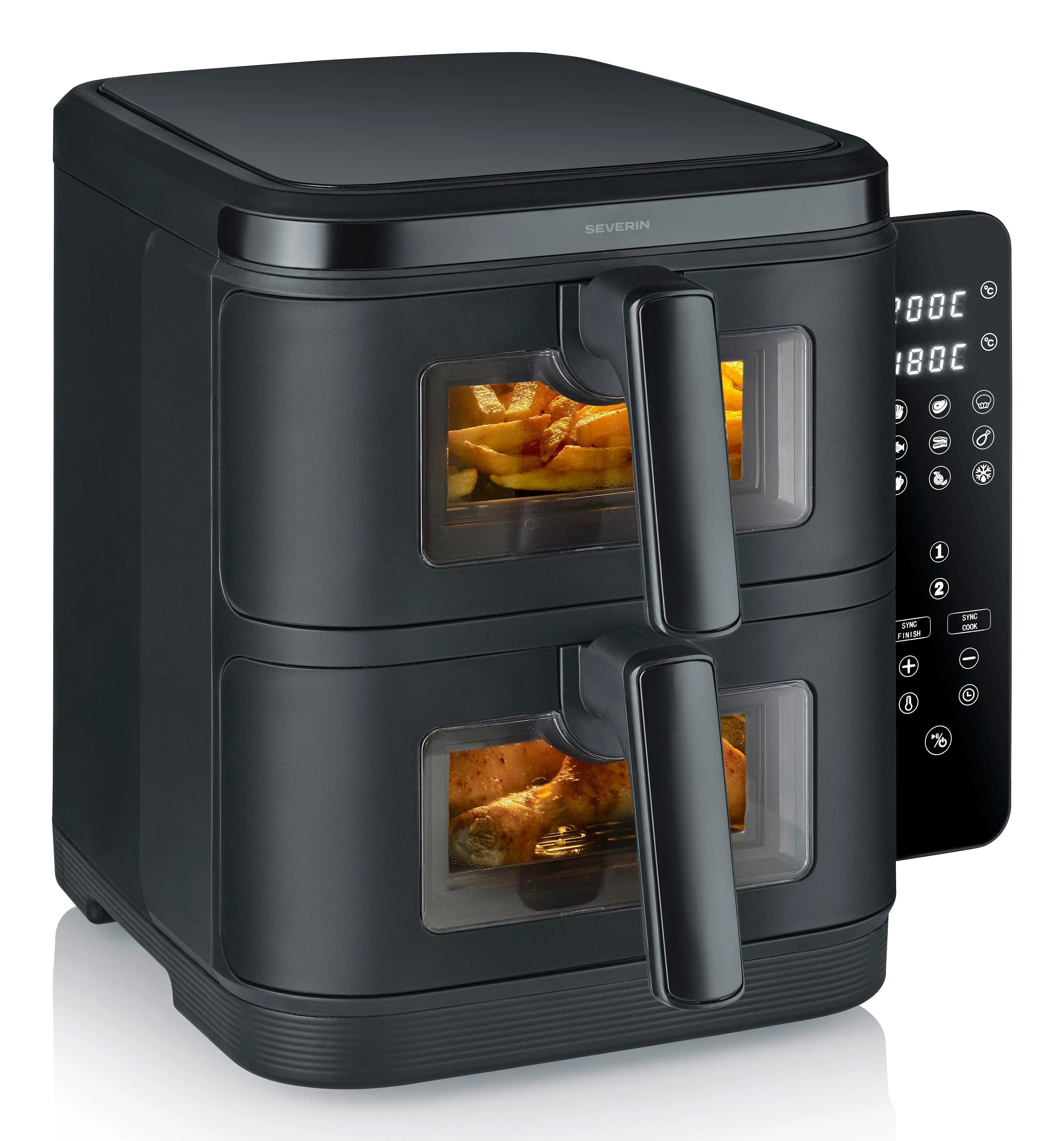 Severin S-Fry Duo Stack FR 2468, 11 l, 11 kg, 2800 W, airfryer, svart