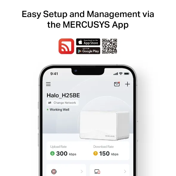 Mercusys Halo H25BE -mesh WiFi -j&auml;rjestelm&auml;, Wi-Fi 7, BE3600, 3 kpl, valkoinen