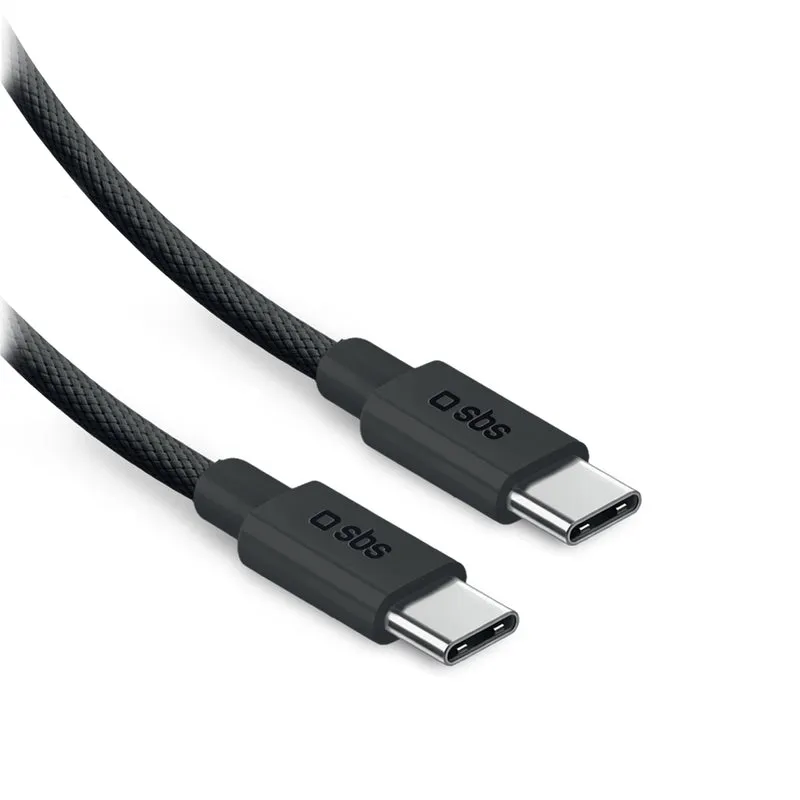 SBS Braided USB-C cable, 240W, 2 m, Black