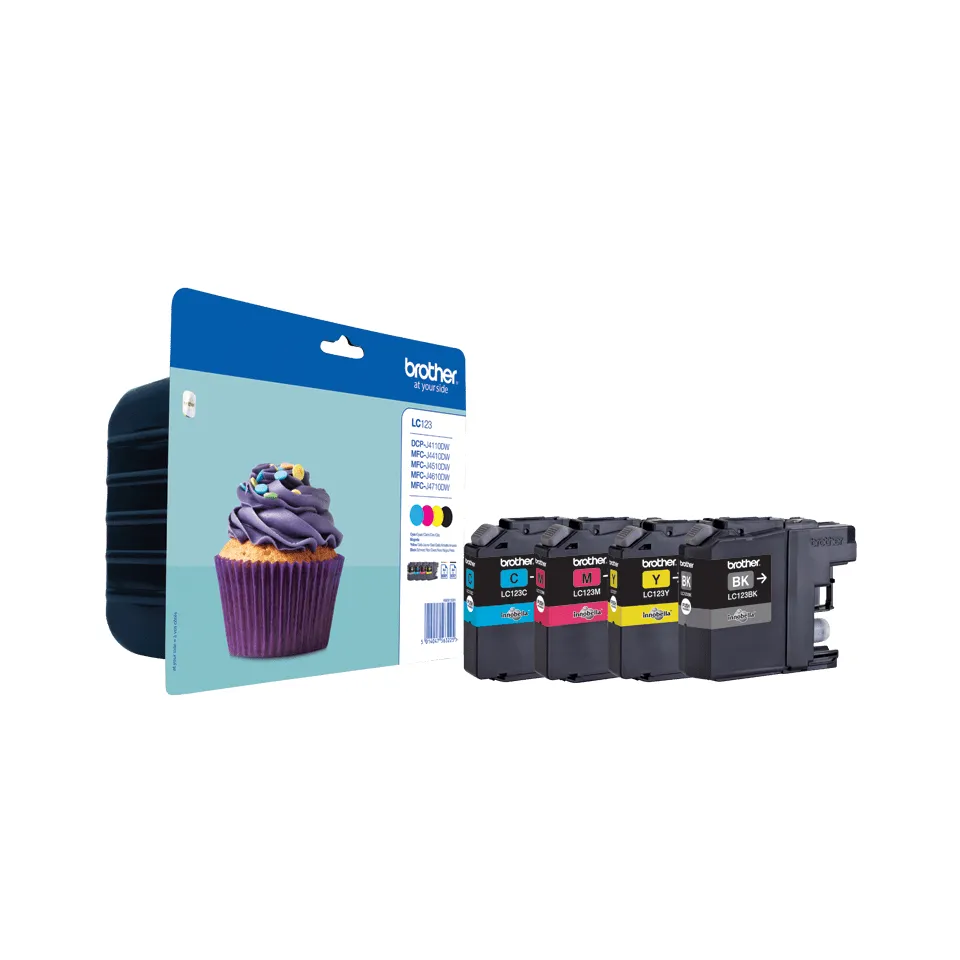 Brother LC123VALBP ink cartridge kit, Black, Cyan, Magenta, Yellow, 4 pcs