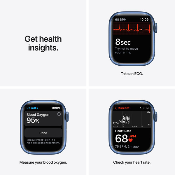 Apple Watch Series 7 GPS + Cellular, 41mm Blue Aluminium Case with Abyss Blue Sport Band - Regular