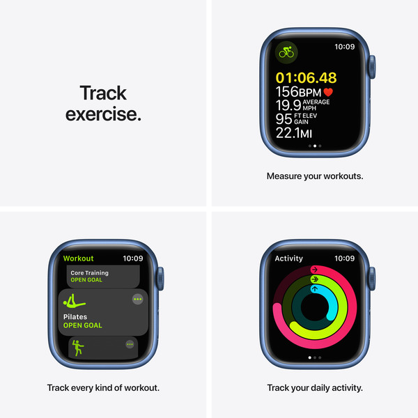 Apple Watch Series 7 GPS + Cellular, 41mm Blue Aluminium Case with Abyss Blue Sport Band - Regular