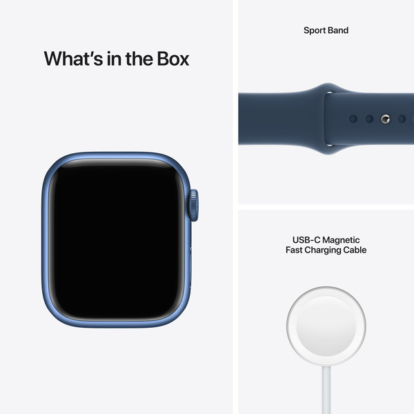 Apple Watch Series 7 GPS + Cellular, 41mm Blue Aluminium Case with Abyss Blue Sport Band - Regular