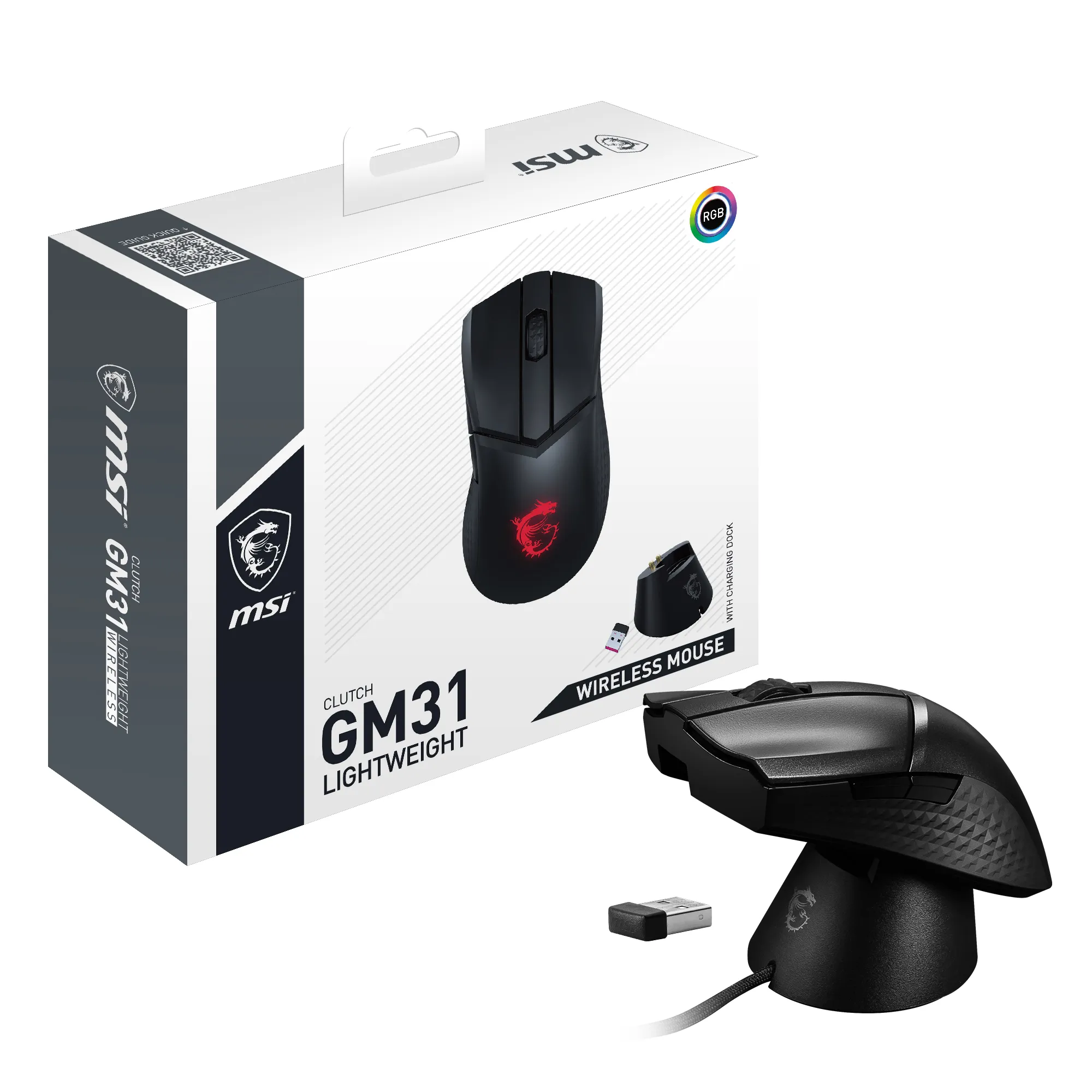 MSI Clutch GM31 Lightweight -langaton pelihiiri, musta