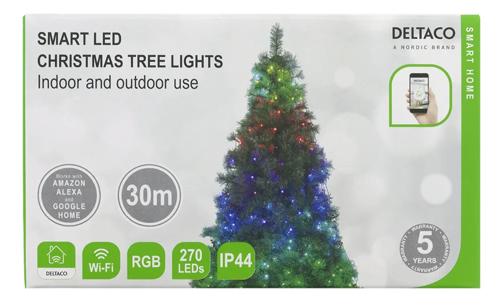 Deltaco Smart Home WiFi - Tree Lights, 270 LED, RGB, 2m