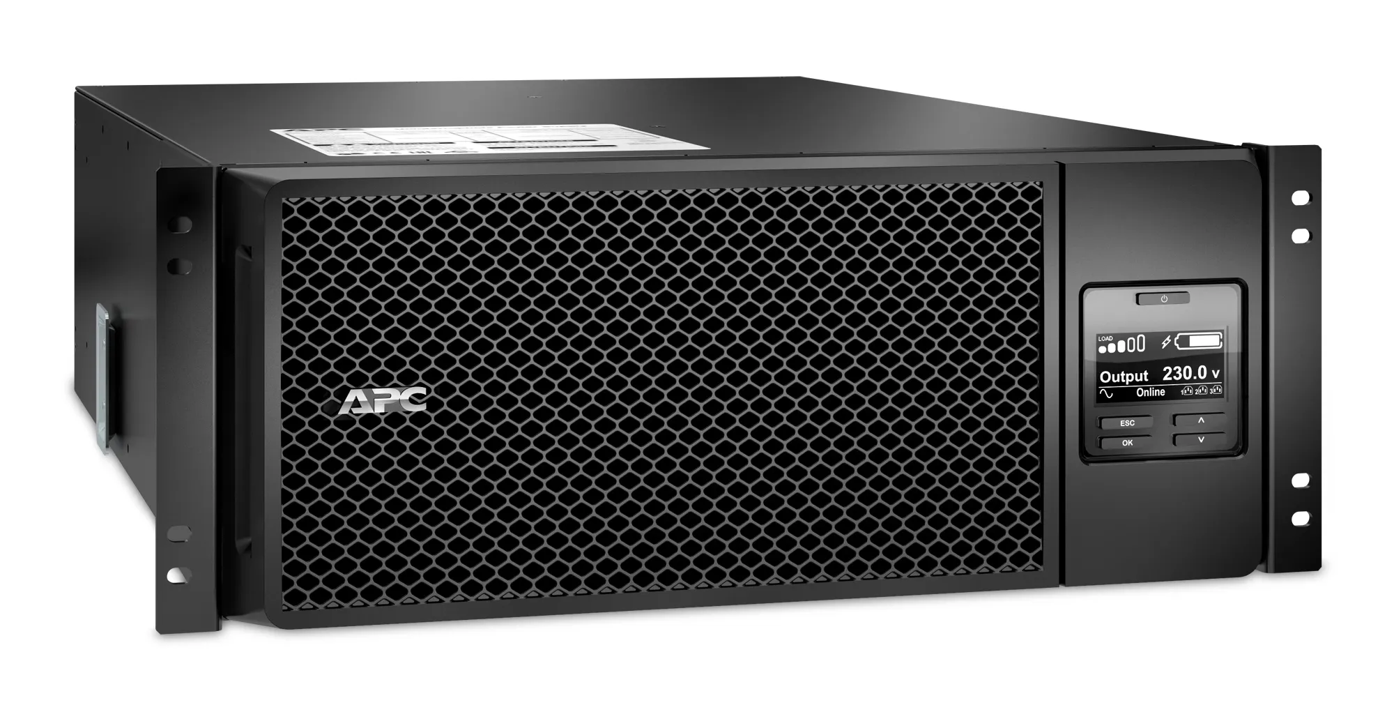 APC Smart-UPS On-Line 6000 VA / 6000 W 2,5 min (50% 8 min) Double Conversion Online 4U 19&quot; Rackoumt UPS 230V. Tulo kiinteasennus 230V (1PH+N+G). L&auml;ht&ouml;: 4x IEC 3