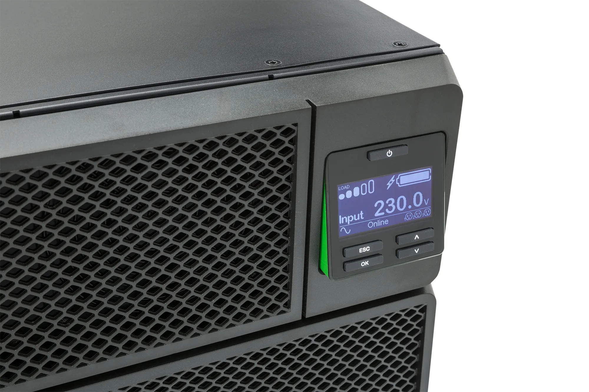 APC Smart-UPS On-Line 6000 VA / 6000 W 2,5 min (50% 8 min) Double Conversion Online 4U 19" Rackoumt UPS 230V. Tulo kiinteasennus 230V (1PH+N+G). L&auml;ht&ouml;: 4x IEC 3