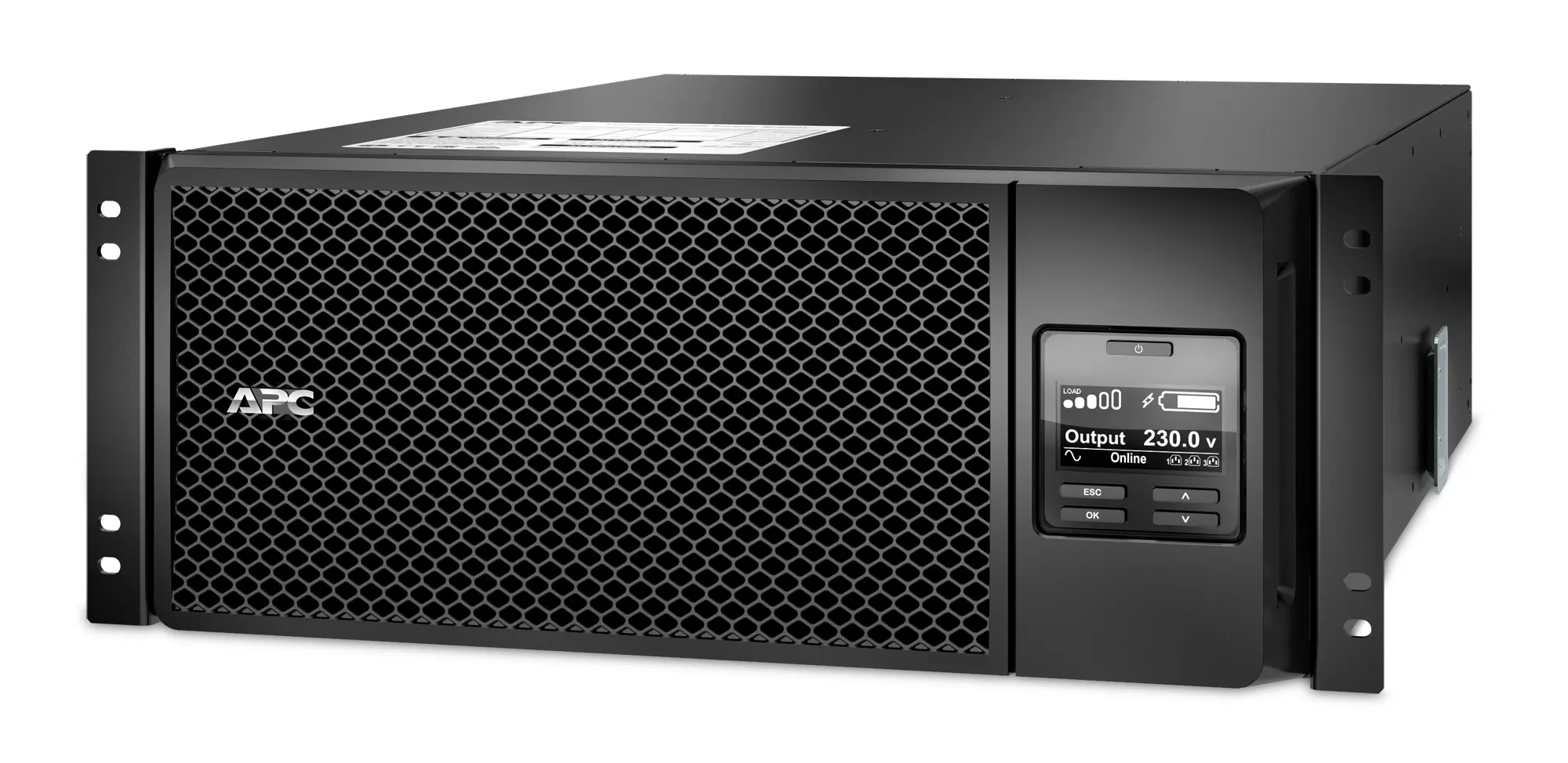 APC Smart-UPS On-Line 6000 VA / 6000 W 2,5 min (50% 8 min) Double Conversion Online 4U 19&quot; Rackoumt UPS 230V. Tulo kiinteasennus 230V (1PH+N+G). L&auml;ht&ouml;: 4x IEC 3