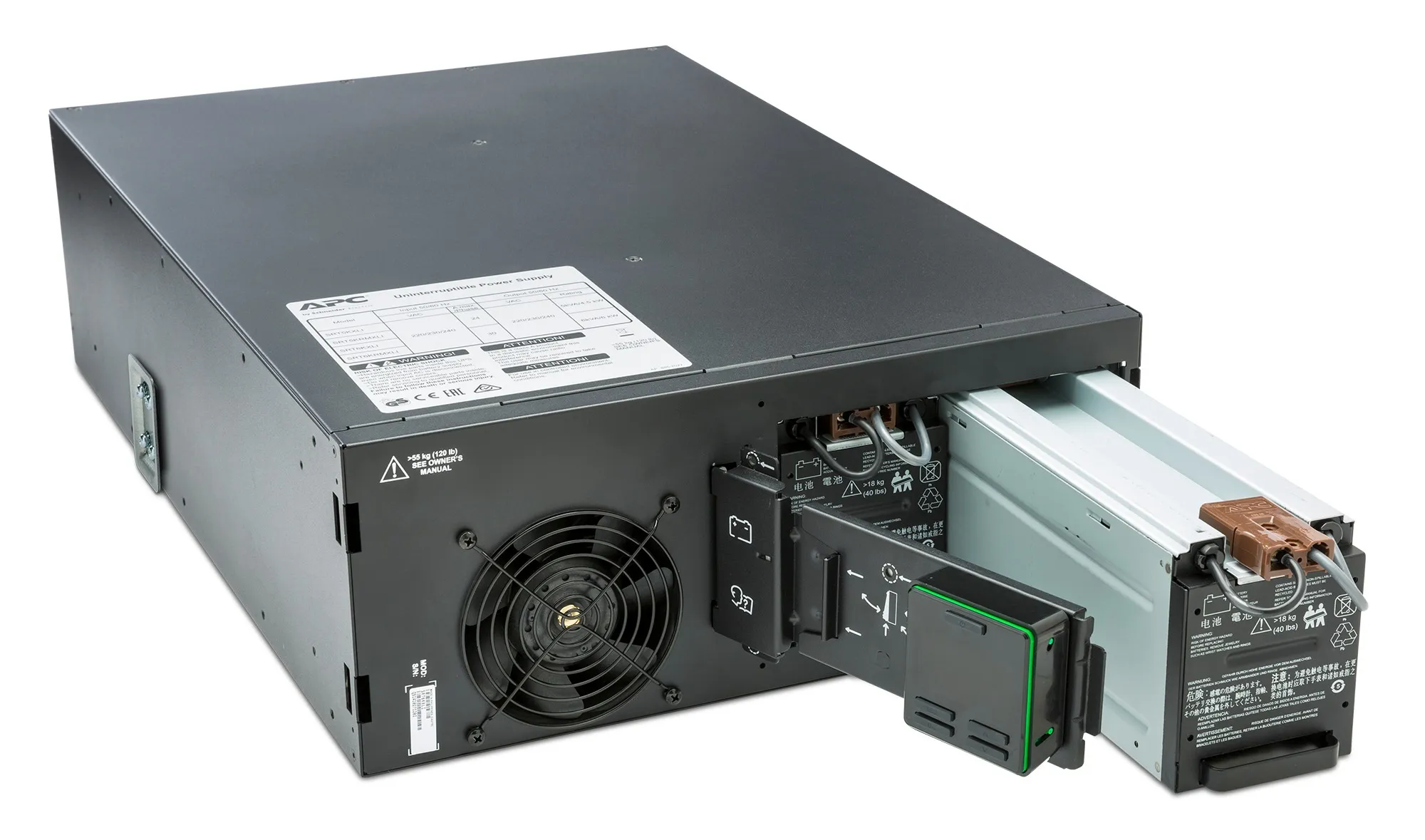 APC Smart-UPS On-Line 6000 VA / 6000 W 2,5 min (50% 8 min) Double Conversion Online 4U 19&quot; Rackoumt UPS 230V. Tulo kiinteasennus 230V (1PH+N+G). L&auml;ht&ouml;: 4x IEC 3