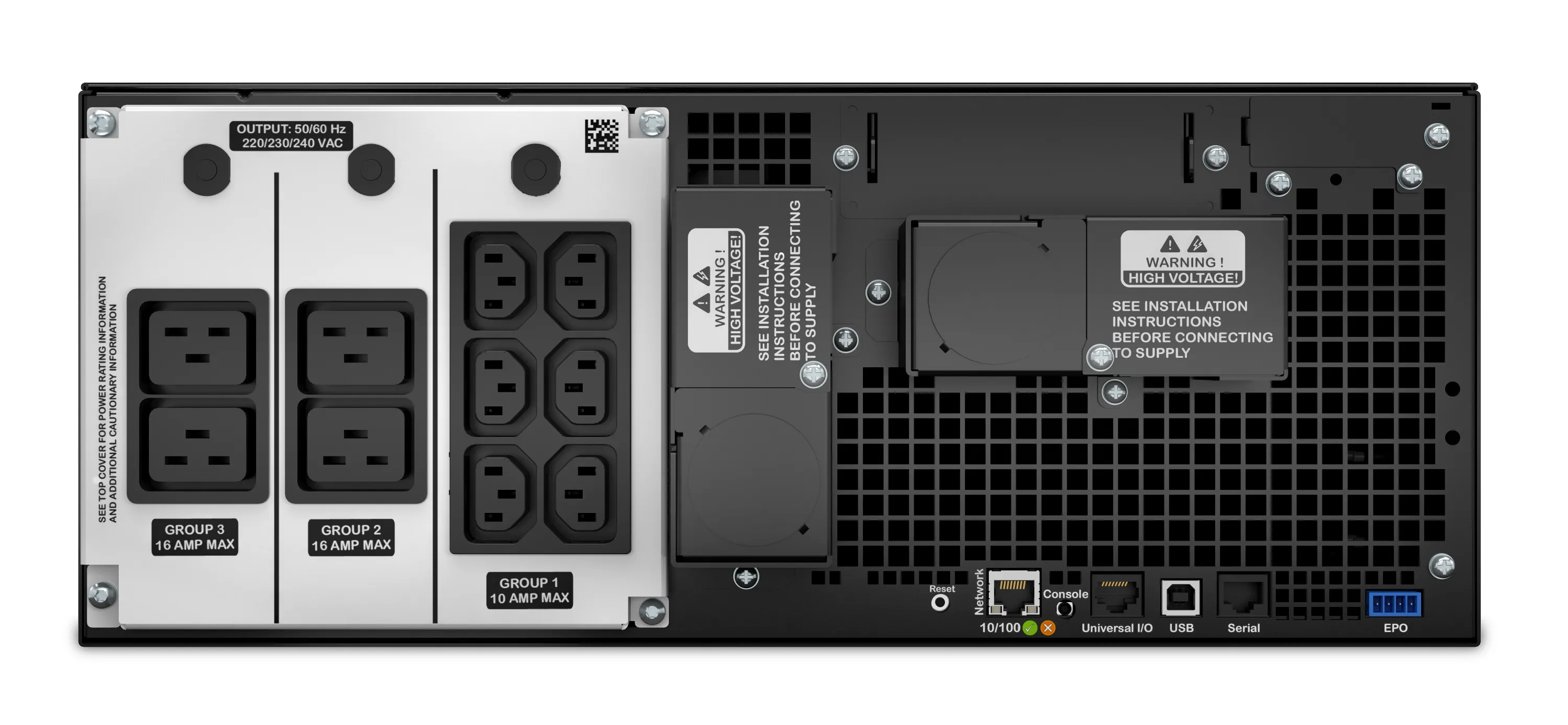 APC Smart-UPS On-Line 6000 VA / 6000 W 2,5 min (50% 8 min) Double Conversion Online 4U 19&quot; Rackoumt UPS 230V. Tulo kiinteasennus 230V (1PH+N+G). L&auml;ht&ouml;: 4x IEC 3