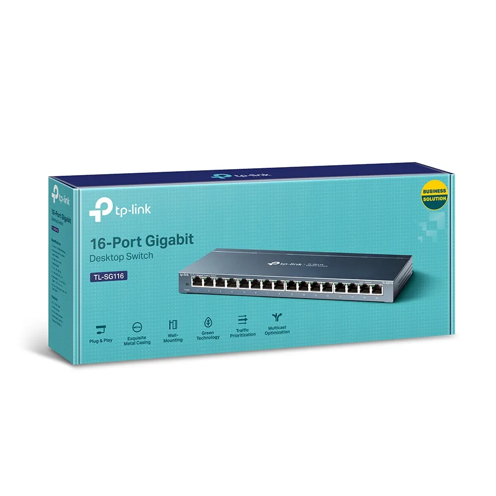 TP-LINK 16-Port Gigabit Desktop Switch RJ45 Ports Desktop Steel Case