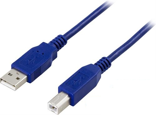 DELTACO USB 2.0 kaapeli, USB A uros - USB B uros, 2m, sininen