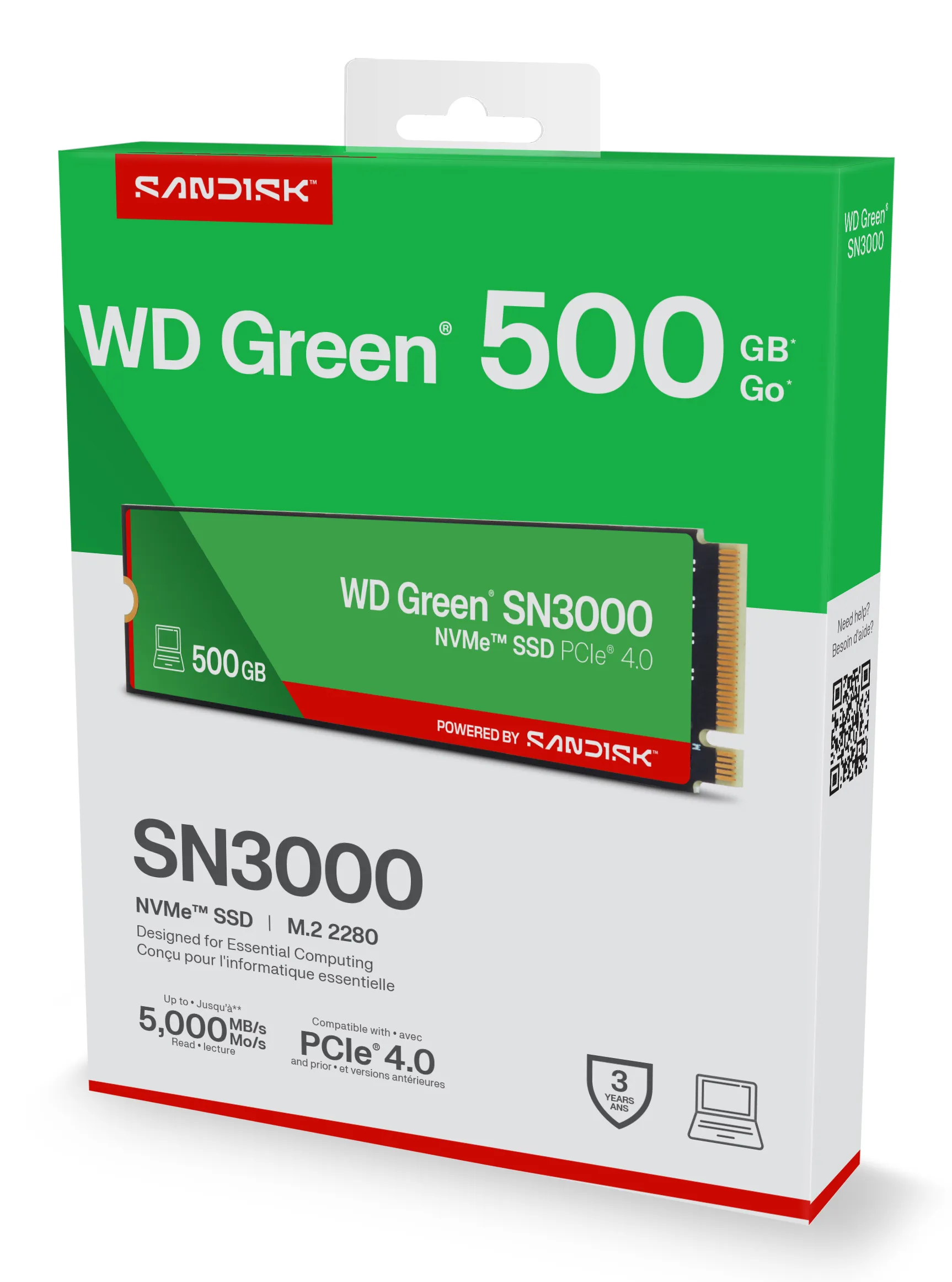 WD Green SN3000 500 GB M.2 PCIe 4.0 NVMe SSD