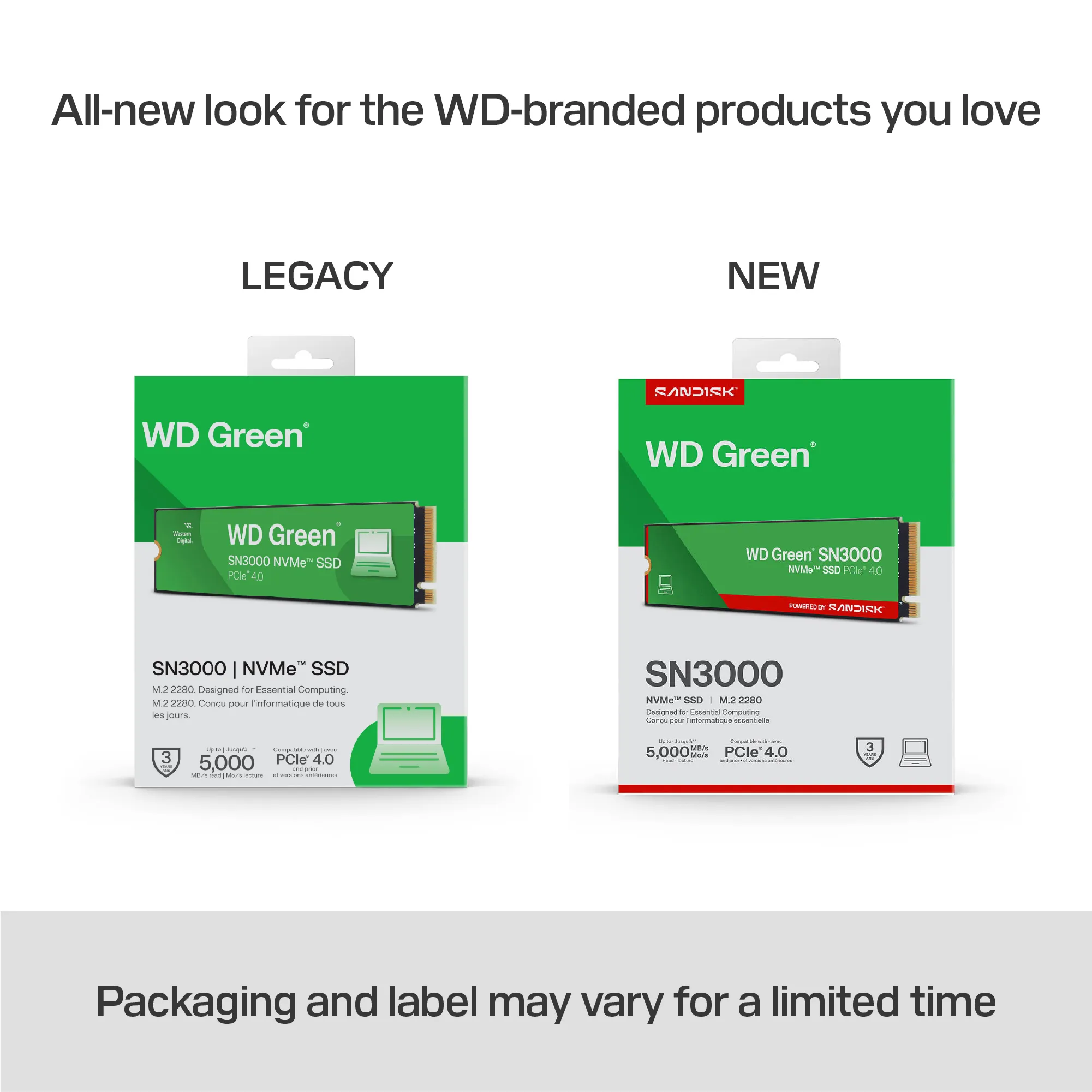 WD Green SN3000 2 Tt M.2 PCIe 4.0 NVMe -SSD-levy