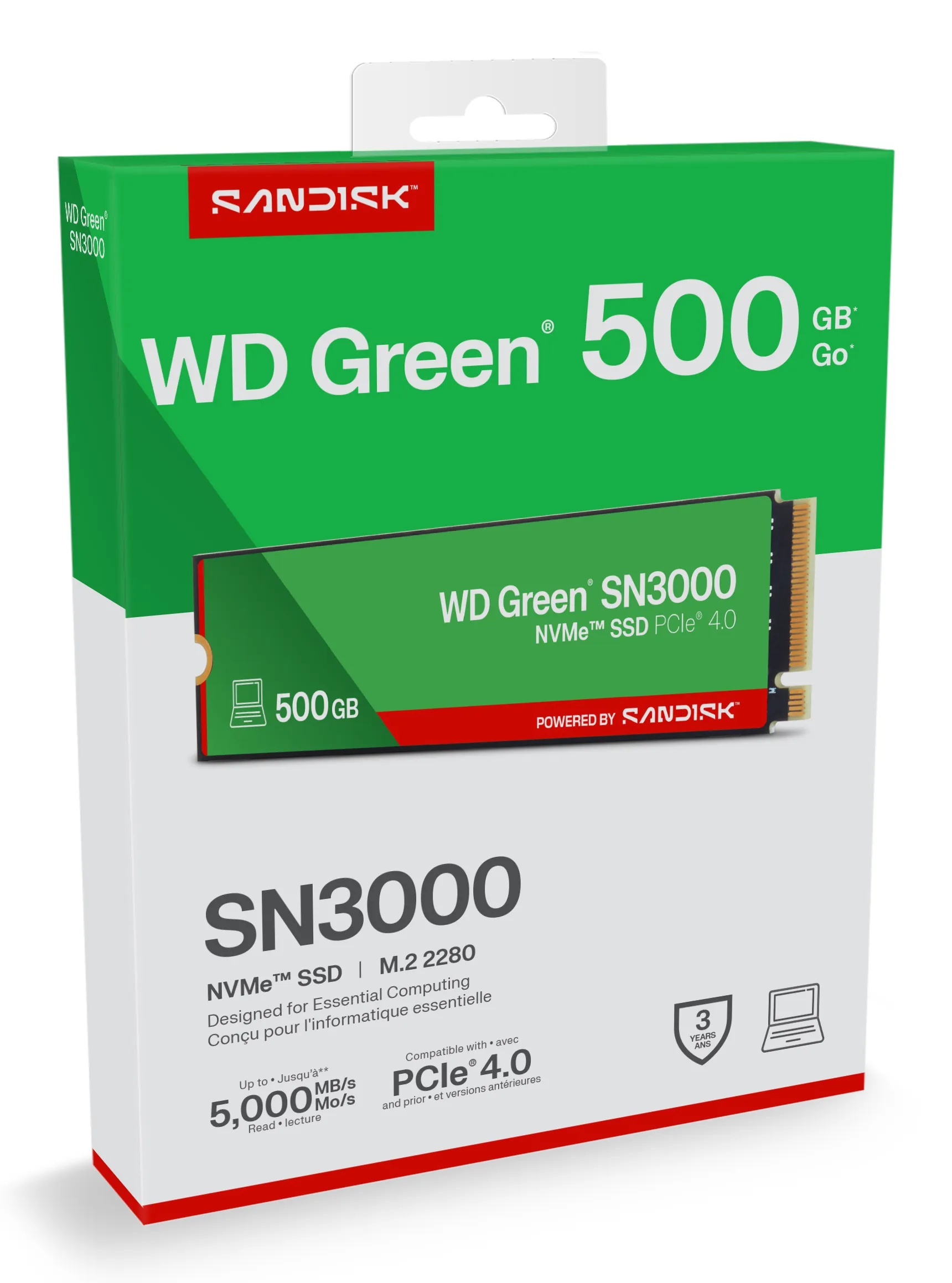 WD Green SN3000 500 GB M.2 PCIe 4.0 NVMe SSD