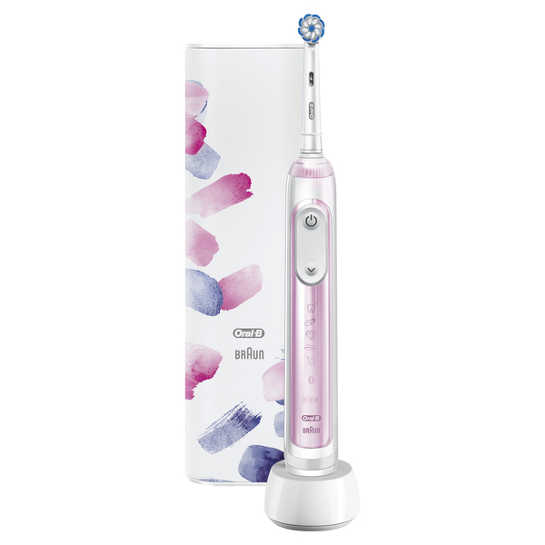ORAL-B S&Auml;HK&Ouml;HAMMASHARJA GENIUS X PINK ART SPECIAL EDITION. Liiketunnistimilla ja teko&auml;lyll&auml; varustettu Oral-B Genius X tunnistaa harjaustyylisi ja ohjaa harjaus